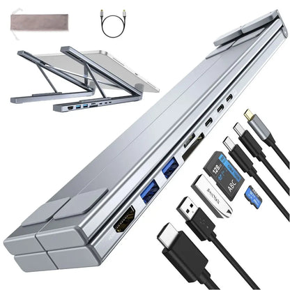 Laptopständer faltbar mit 8-in-1-Hub – Für Technikliebhaber & Schnellladefans Mivoza Deutschland