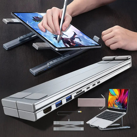 Laptopständer faltbar mit 8-in-1-Hub – Für Technikliebhaber & Schnellladefans Mivoza Deutschland