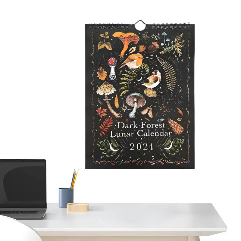 LunarPlanner™ Dunkler Wald-Mond-Kalender (2024) Mivoza Deutschland