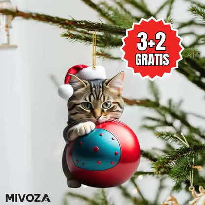 Lustige Katze 2D Acryl Weihnachtsbaum Ornament 2024 (3+2 GRATIS) Mivoza Deutschland