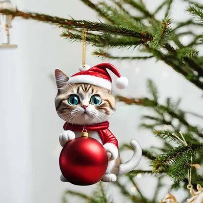 Lustige Katze 2D Acryl Weihnachtsbaum Ornament 2024 (3+2 GRATIS) Mivoza Deutschland