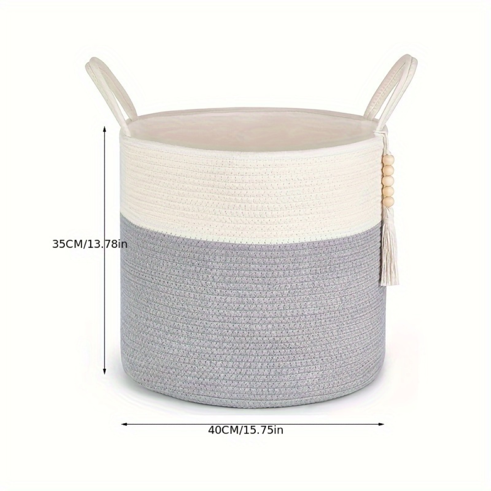 Baumwoll-Aufbewahrungskorb mit Griffen – Elegantes Boho-Design
