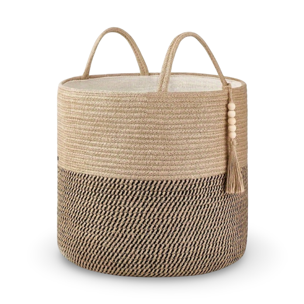 Baumwoll-Aufbewahrungskorb mit Griffen – Elegantes Boho-Design