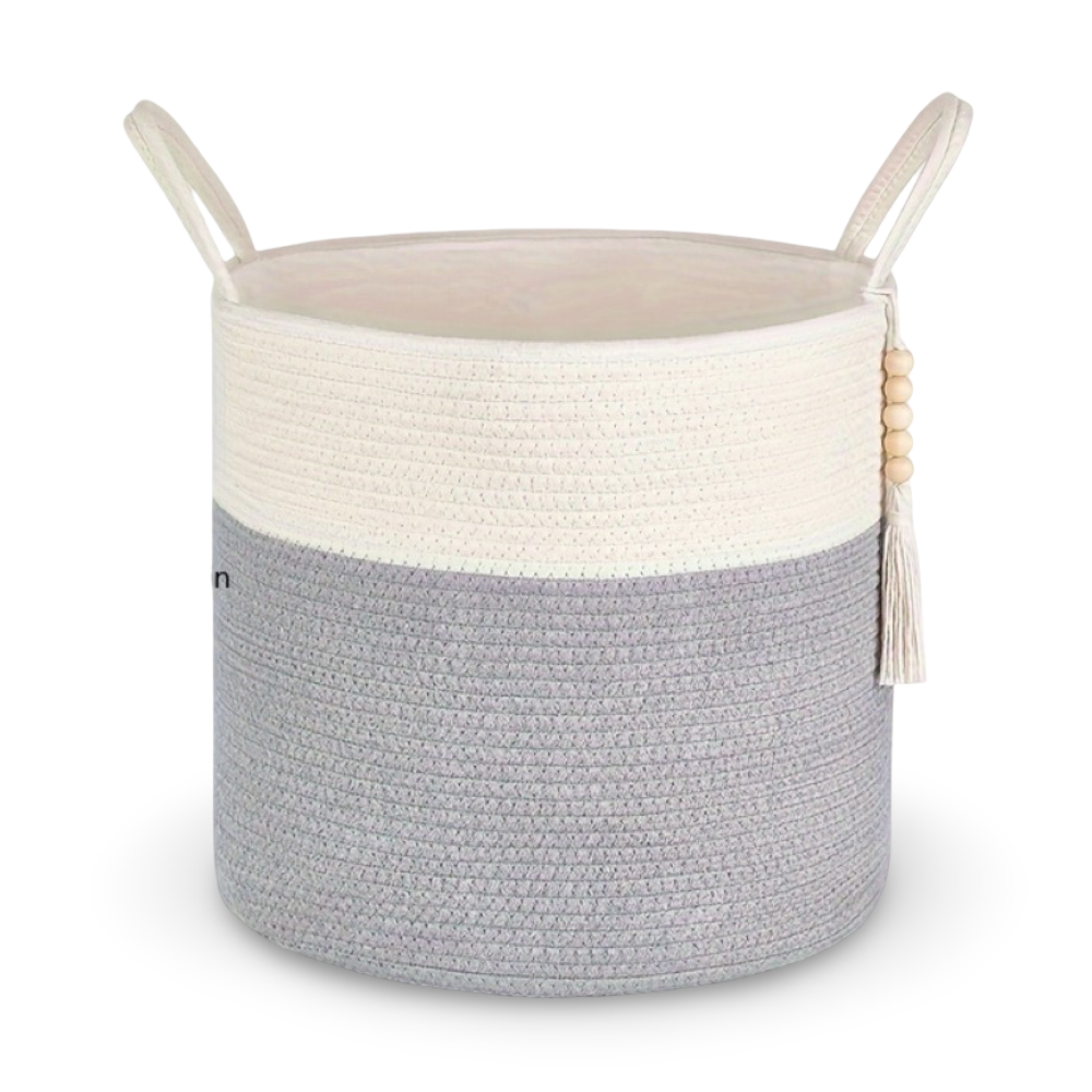 Baumwoll-Aufbewahrungskorb mit Griffen – Elegantes Boho-Design