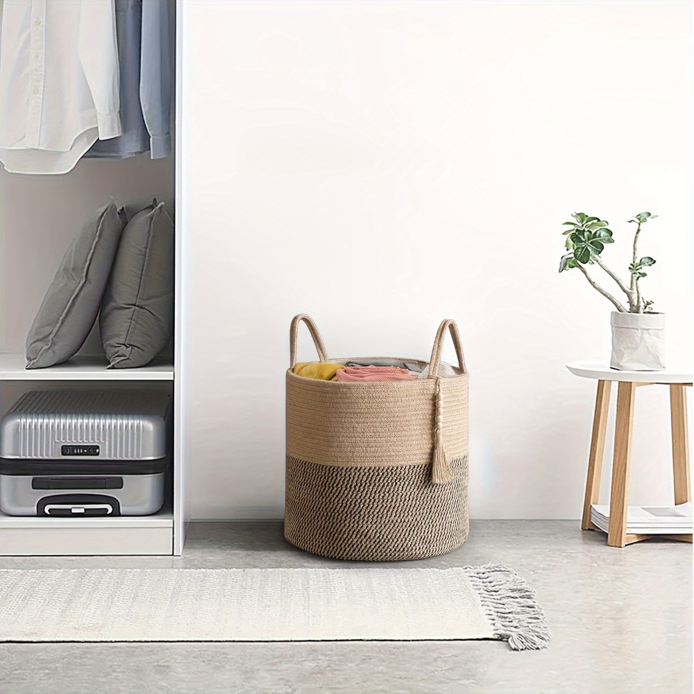 Baumwoll-Aufbewahrungskorb mit Griffen – Elegantes Boho-Design