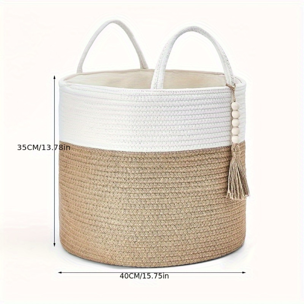 Baumwoll-Aufbewahrungskorb mit Griffen – Elegantes Boho-Design