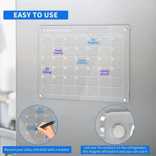 Magnetischer Acryl-Kalender — Transparenter Planer für Küche und Haushalt Mivoza Deutschland