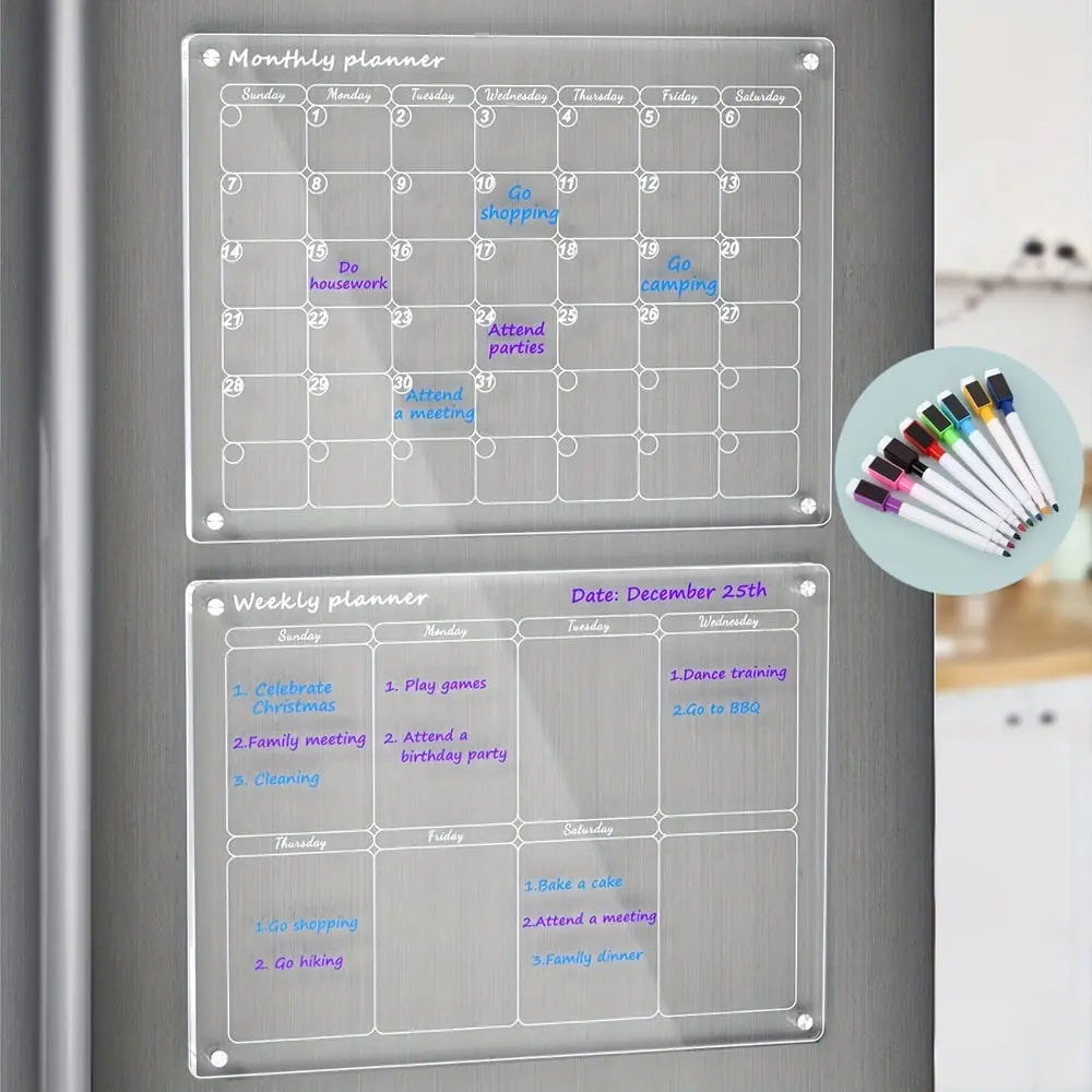 Magnetischer Acryl-Kalender — Transparenter Planer für Küche und Haushalt Mivoza Deutschland