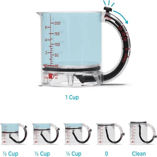 Messbecher mit verstellbarem Boden — 1 Cup bis ¼ Cup in einem Mivoza Deutschland
