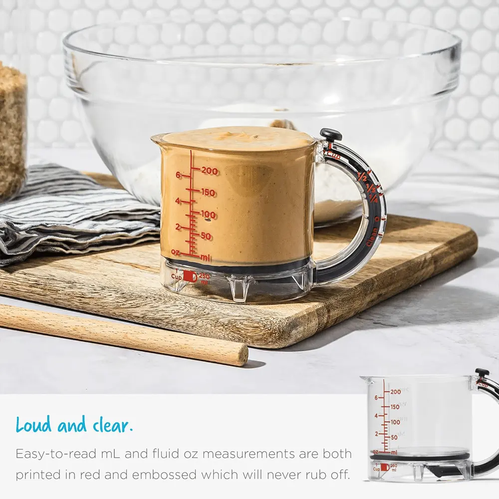 Messbecher mit verstellbarem Boden — 1 Cup bis ¼ Cup in einem Mivoza Deutschland