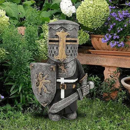 Mittelalterliche Gartenzwerg-Statue – Handbemalte Harz-Wächterfigur Mivoza Deutschland