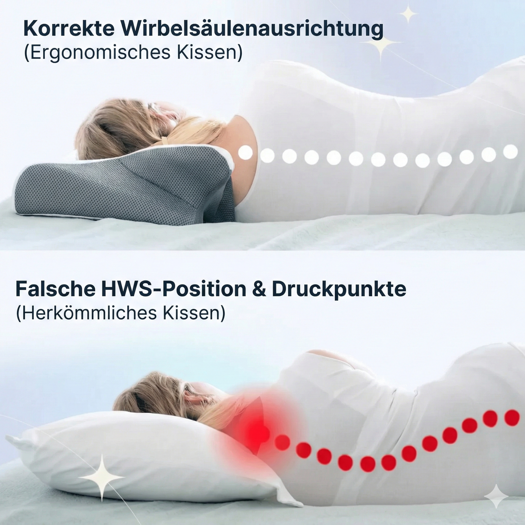 Ergonomisches Nackenstützkissen 6-Zonen – Wachen Sie Schmerzfrei Auf