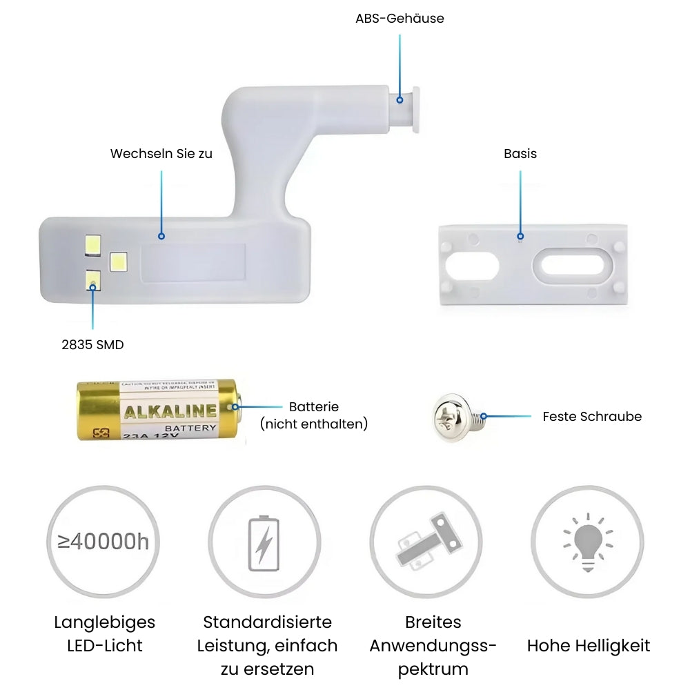 LED-Scharnier-Innenbeleuchtung - 10er-Pack