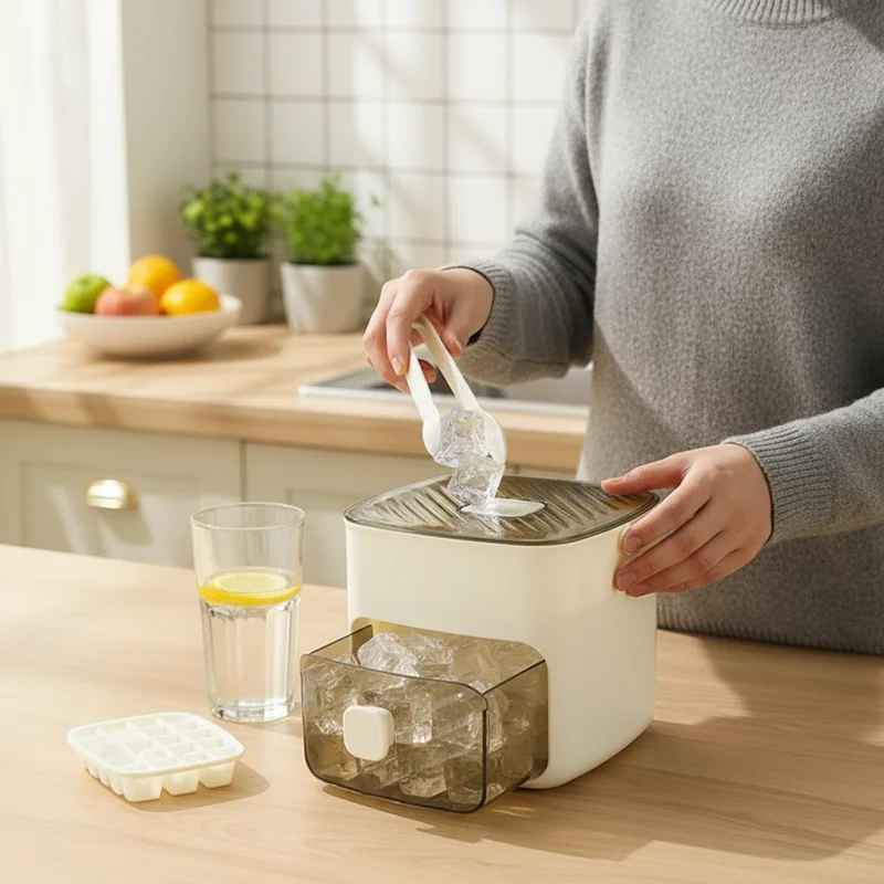 Eiswürfelbox mit Druckfunktion – 48 Würfel ohne Kleckern & ohne Mühe