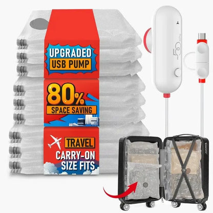 Reise-Vakuumbeutel mit elektrischer USB-Pumpe - Wiederverwendbar & robust (9er Set) Mivoza Deutschland