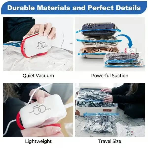 Reise-Vakuumbeutel mit elektrischer USB-Pumpe - Wiederverwendbar & robust (9er Set) Mivoza Deutschland
