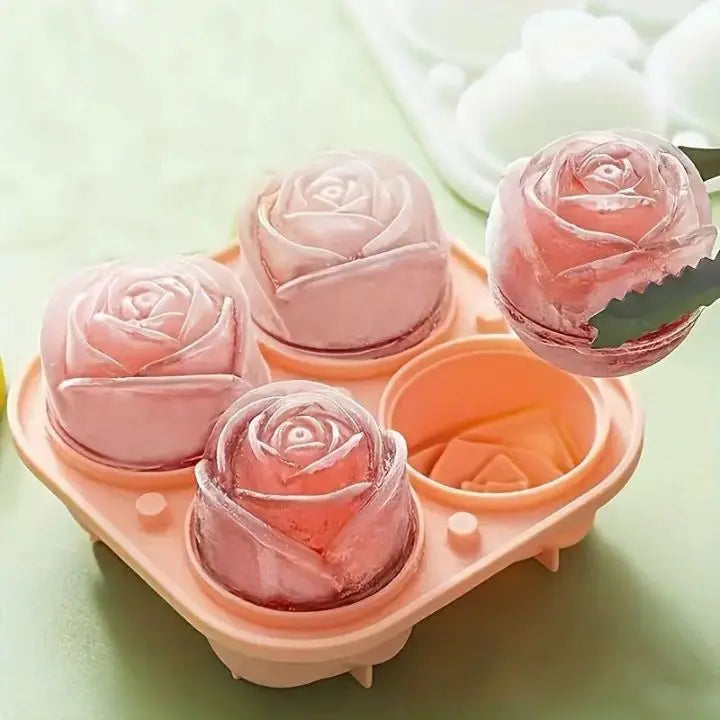 Rosen Eiswürfelform – 3D Silikon für elegante Eiswürfel (4 Gitter) Mivoza Deutschland