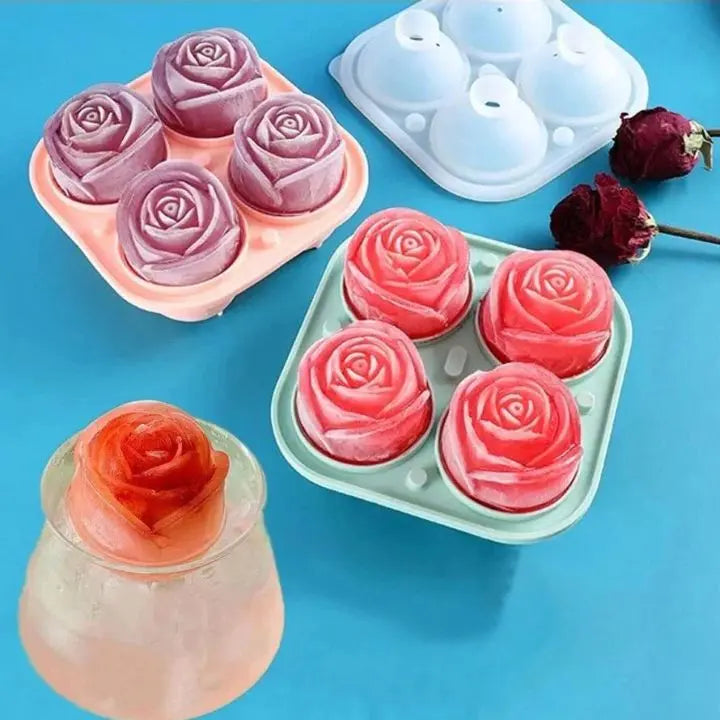 Rosen Eiswürfelform – 3D Silikon für elegante Eiswürfel (4 Gitter) Mivoza Deutschland