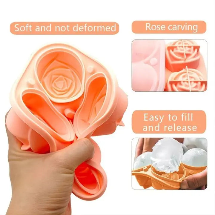 Rosen Eiswürfelform – 3D Silikon für elegante Eiswürfel (4 Gitter) Mivoza Deutschland