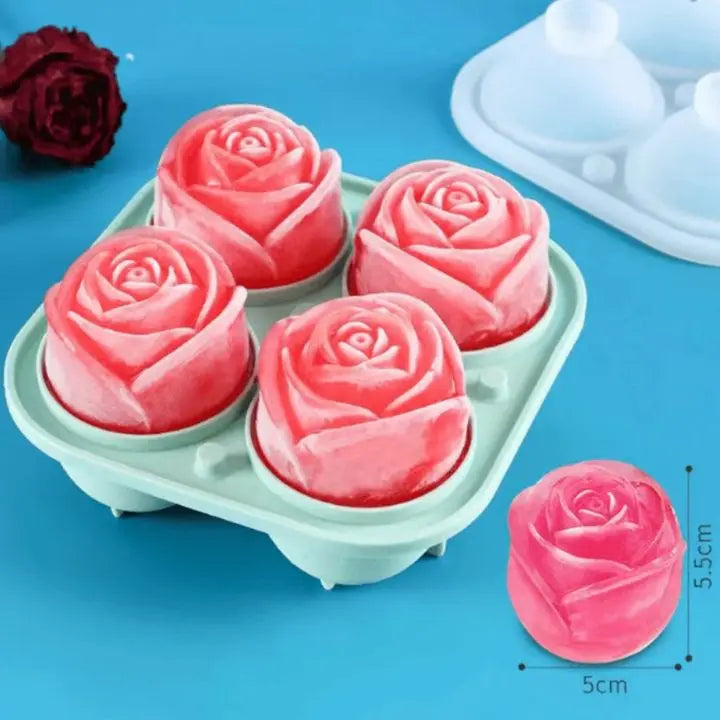 Rosen Eiswürfelform – 3D Silikon für elegante Eiswürfel (4 Gitter) Mivoza Deutschland
