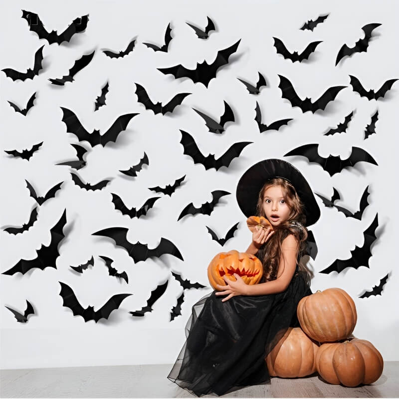 BatWall™ Halloween 3D Fledermaus Wanddekoration (48er Satz)