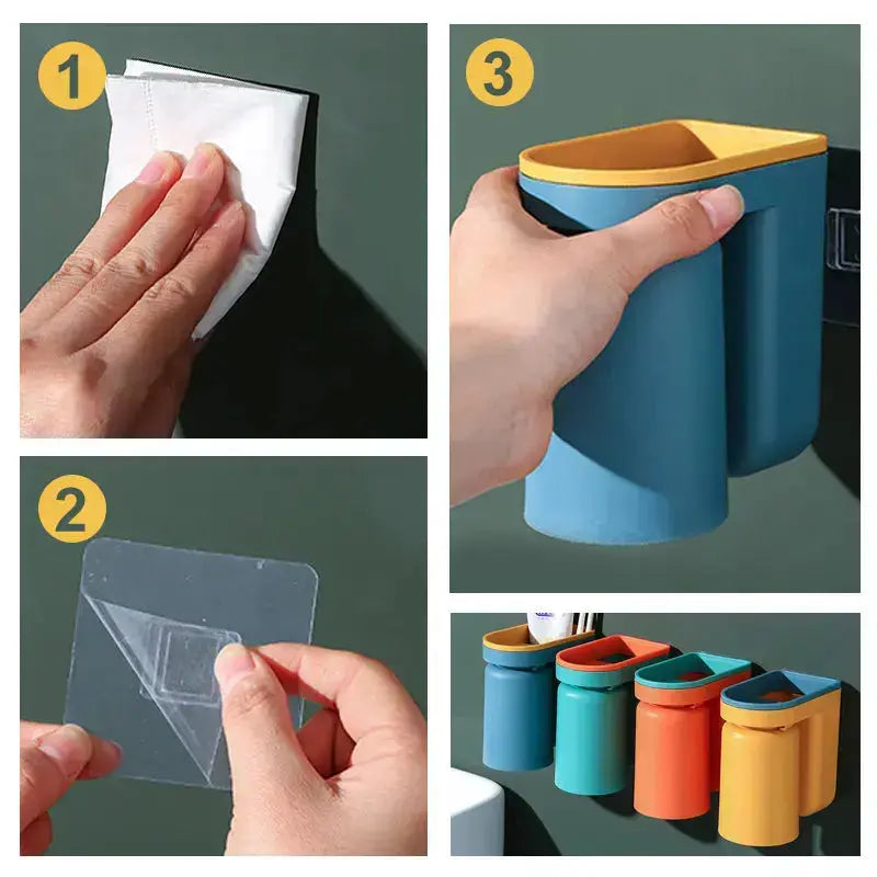 1+1 GRATIS | Wandmontierter Klebe-Zahnbürstenhalter – Bohren nicht nötig, platzsparend Mivoza Deutschland