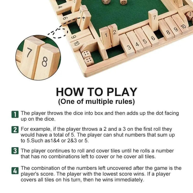 FUNNY FAMILY GAMES-Shut The Box Board Game🎲 Zorenza
