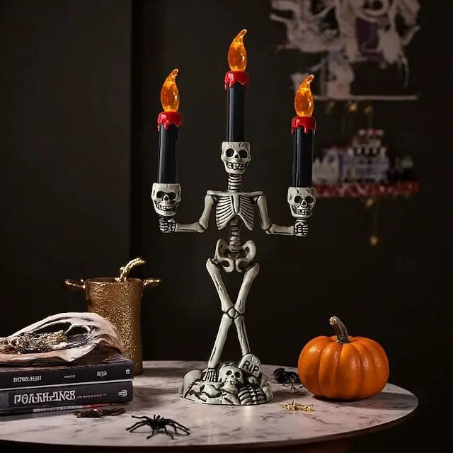 Skelett-Kerzenständer Lampe — Schaurige Tischdeko zu Halloween Mivoza Deutschland