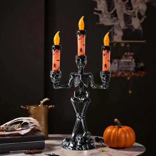 Skelett-Kerzenständer Lampe — Schaurige Tischdeko zu Halloween Mivoza Deutschland