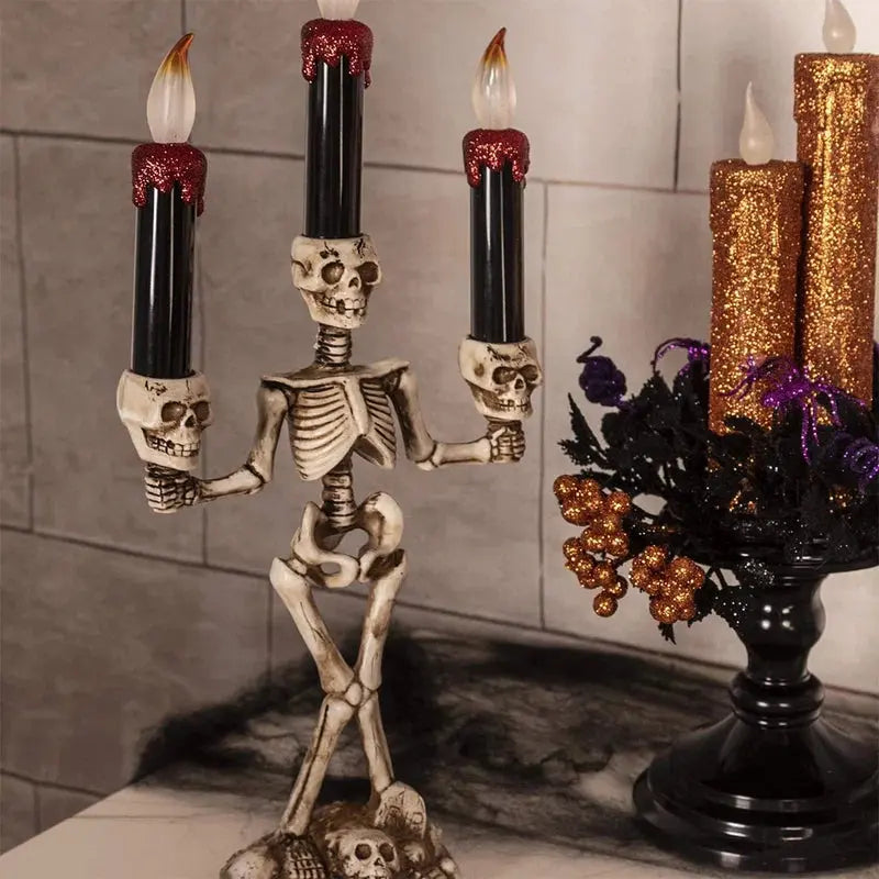 Skelett-Kerzenständer Lampe — Schaurige Tischdeko zu Halloween Mivoza Deutschland