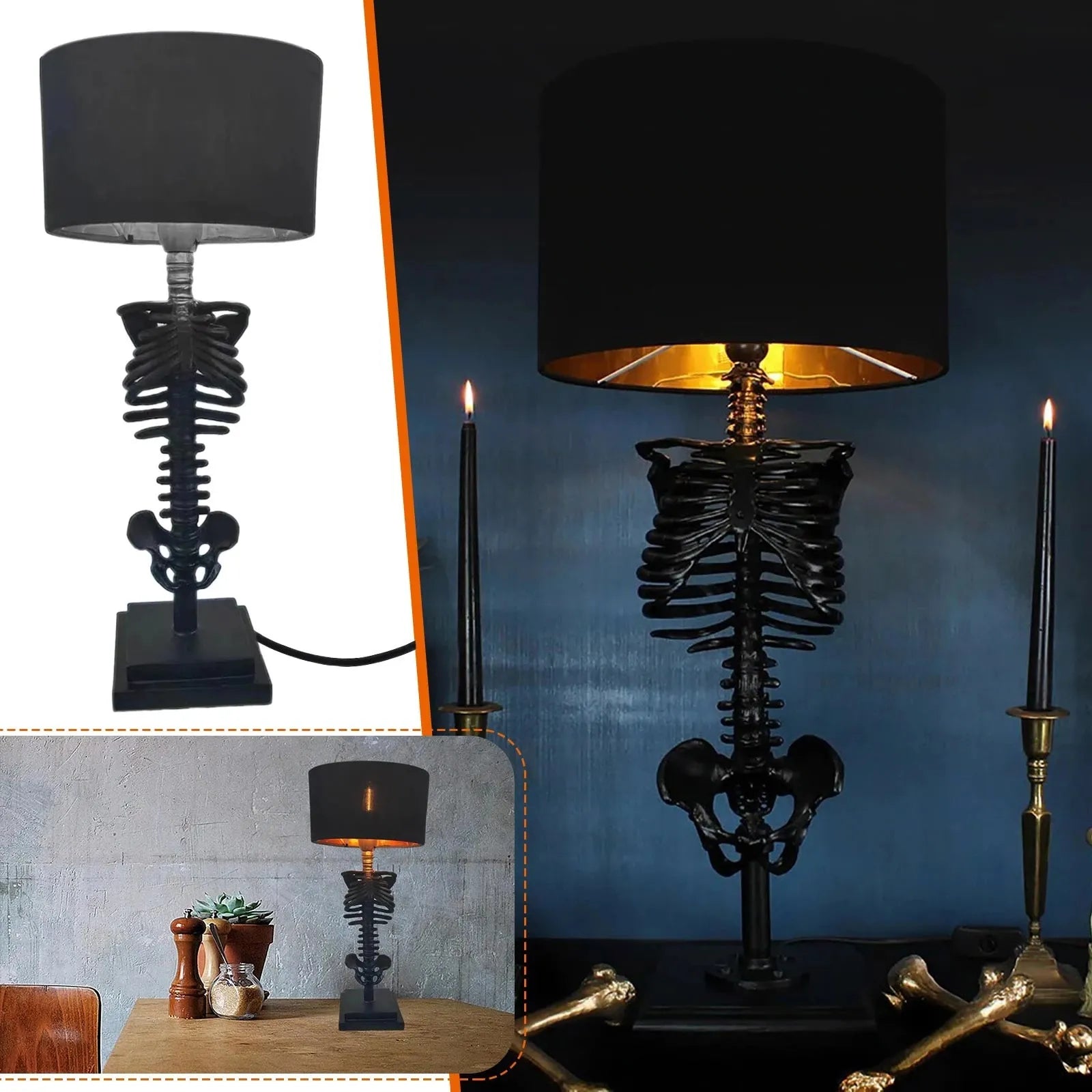 Gothic Skelett Tischlampe