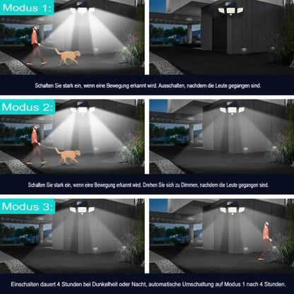 Solar Außenleuchte mit 3 verstellbaren LED-Panels und Bewegungssensor Mivoza Deutschland