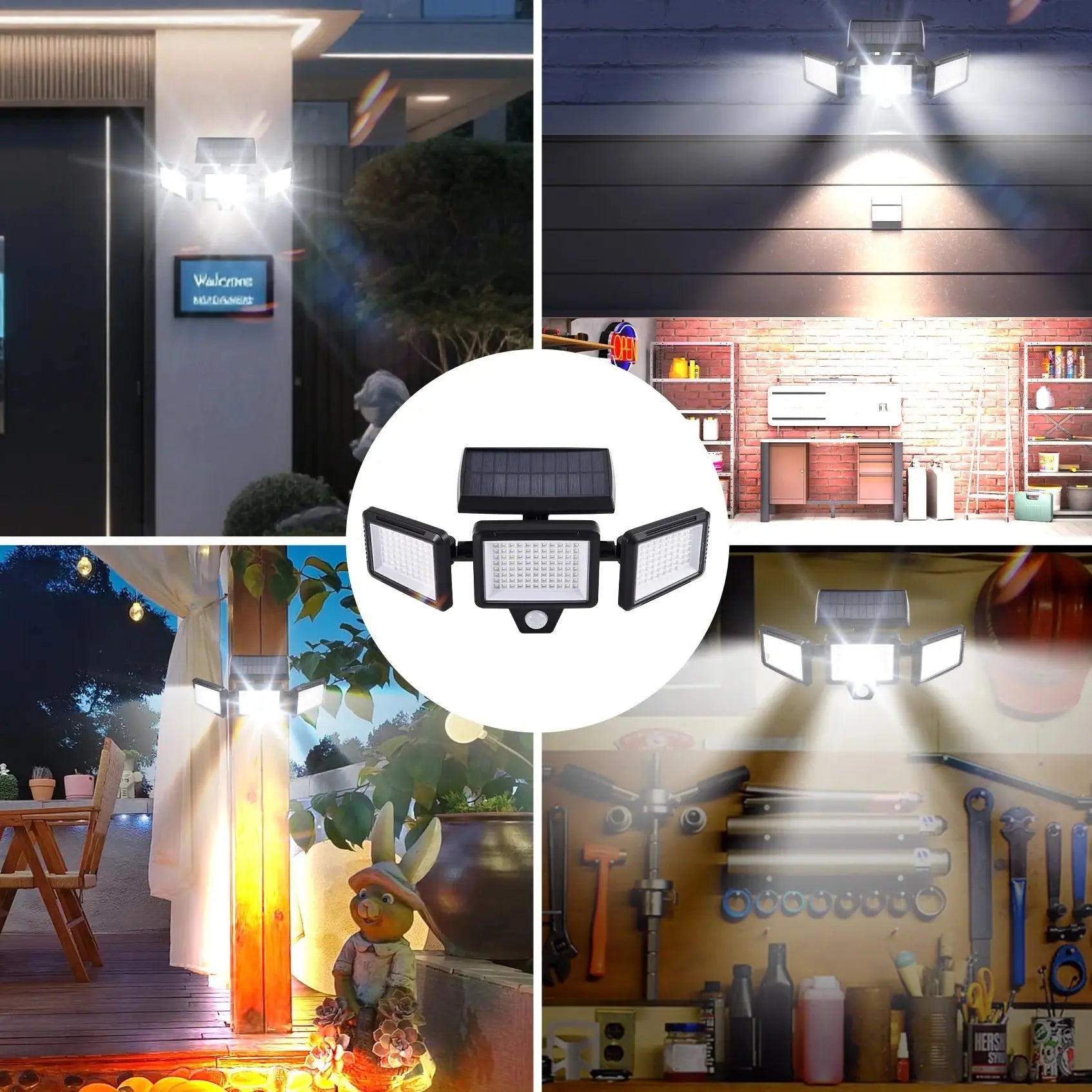 Solar Außenleuchte mit 3 verstellbaren LED-Panels und Bewegungssensor Mivoza Deutschland