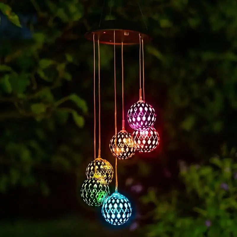 Solar Metallkugel Windspiel – Solarbetriebene LED Gartendekoration mit beruhigenden Klängen Mivoza Deutschland
