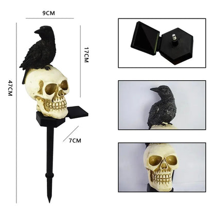 Solar Totenkopf-Licht mit Krähe — 6–10 Std. stabile Nachtbeleuchtung Mivoza Deutschland