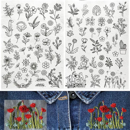 Stickblumenmuster — Wasserlösliche Designs für Bastelarbeiten Mivoza Deutschland
