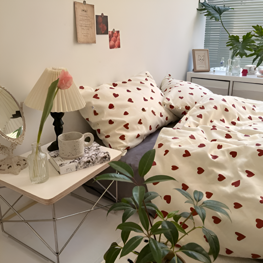 Bettwäsche-Set mit Herzmuster