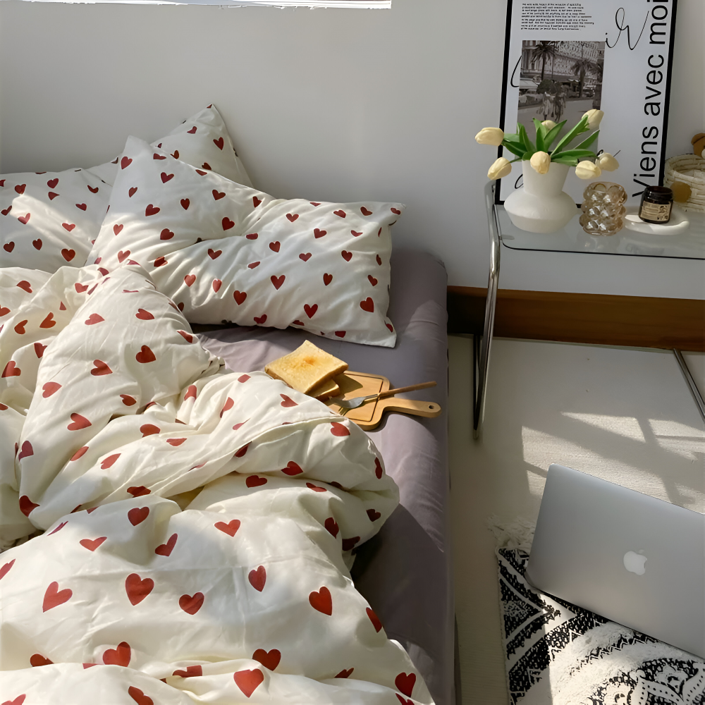 Bettwäsche-Set mit Herzmuster