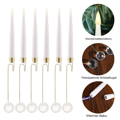 LED Weihnachts-Stabkerzen mit Kristallkugel und Haken – 6er Set für stilvolle Dekoration Mivoza Deutschland
