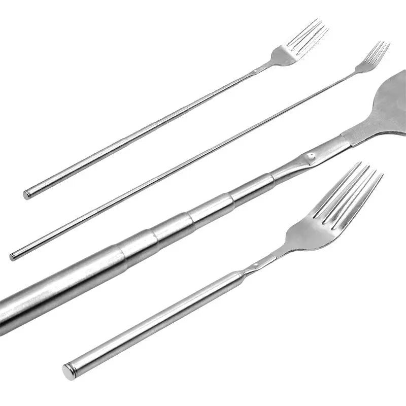 Verstellbares Edelstahl Besteckset mit ausziehbarer Gabel und Löffel Mivoza Deutschland