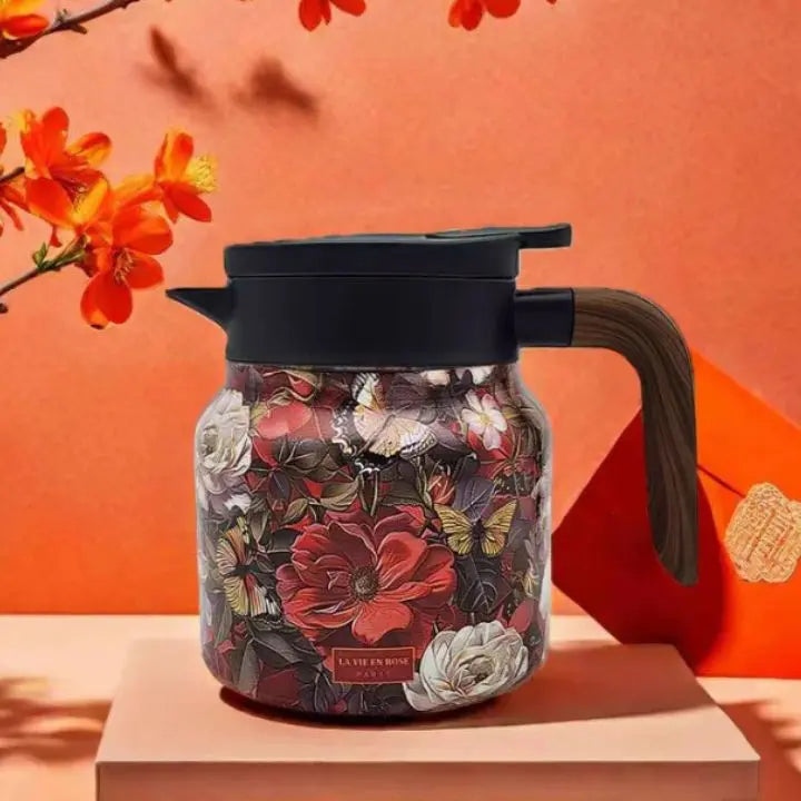 Vintage-Thermoskanne mit Teesieb im floralen Design Mivoza Deutschland