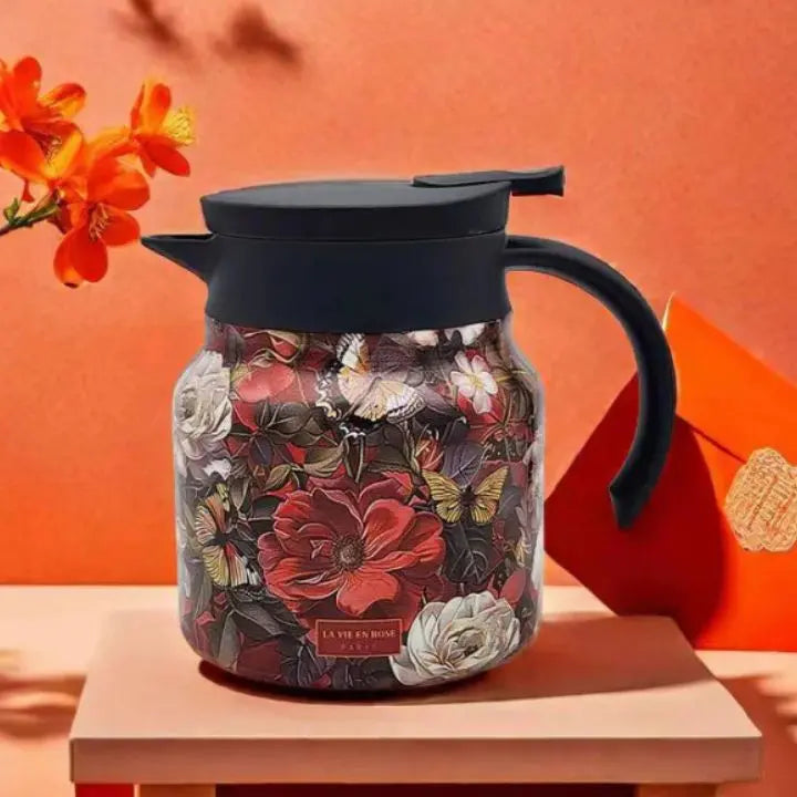Vintage-Thermoskanne mit Teesieb im floralen Design Mivoza Deutschland