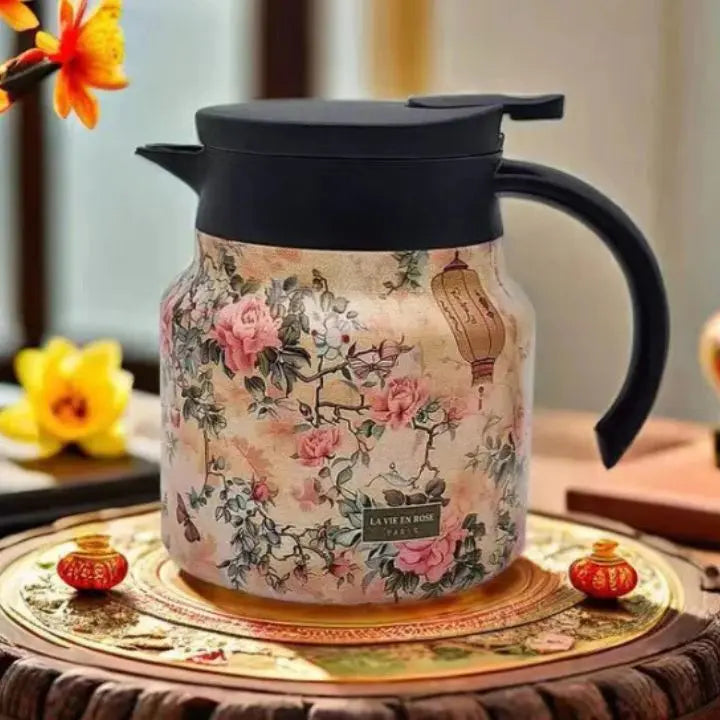 Vintage-Thermoskanne mit Teesieb im floralen Design Mivoza Deutschland