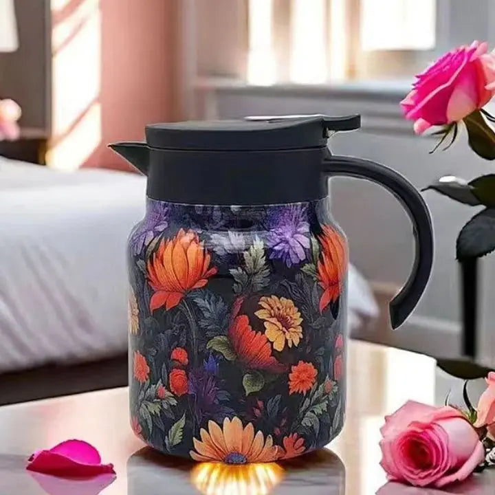 Vintage-Thermoskanne mit Teesieb im floralen Design Mivoza Deutschland