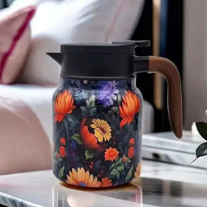 Vintage-Thermoskanne mit Teesieb im floralen Design Mivoza Deutschland