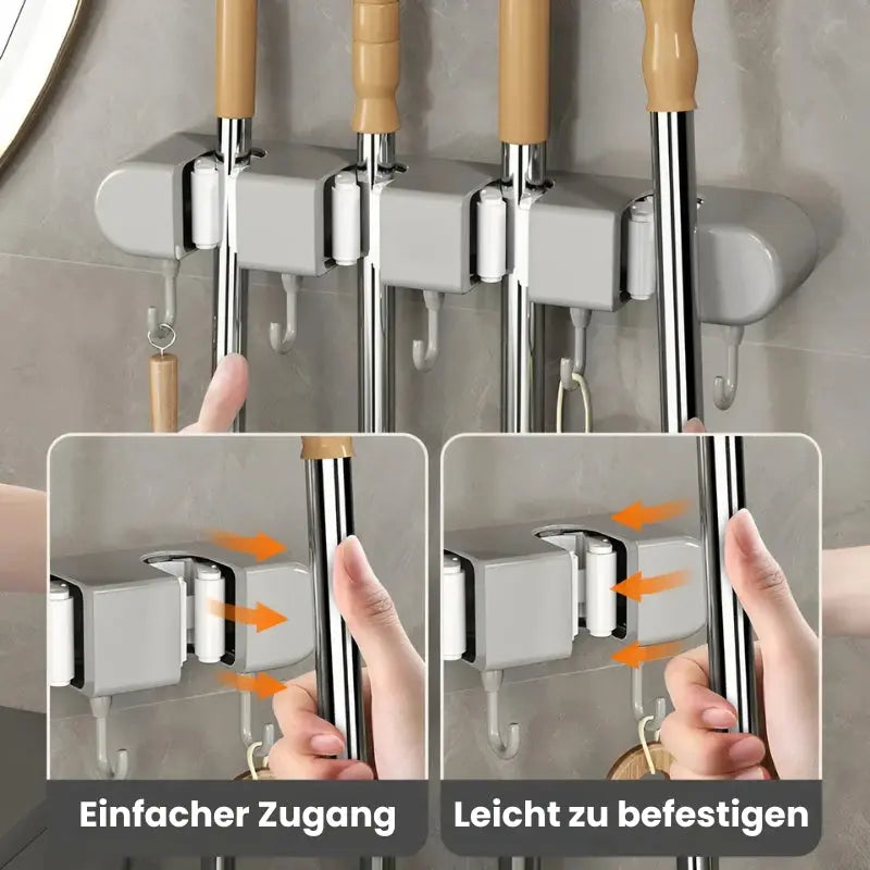 Wandmontierter Besen- und Mop-Organisator mit Haken Mivoza Deutschland