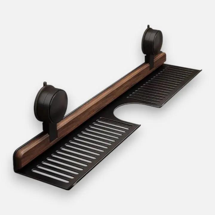 Wandregal mit Walnuss-Design und starker Saughalterung – Bohrfreie Aufbewahrung für Bad & Küche Mivoza Deutschland