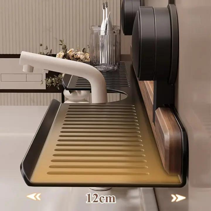 Wandregal mit Walnuss-Design und starker Saughalterung – Bohrfreie Aufbewahrung für Bad & Küche Mivoza Deutschland