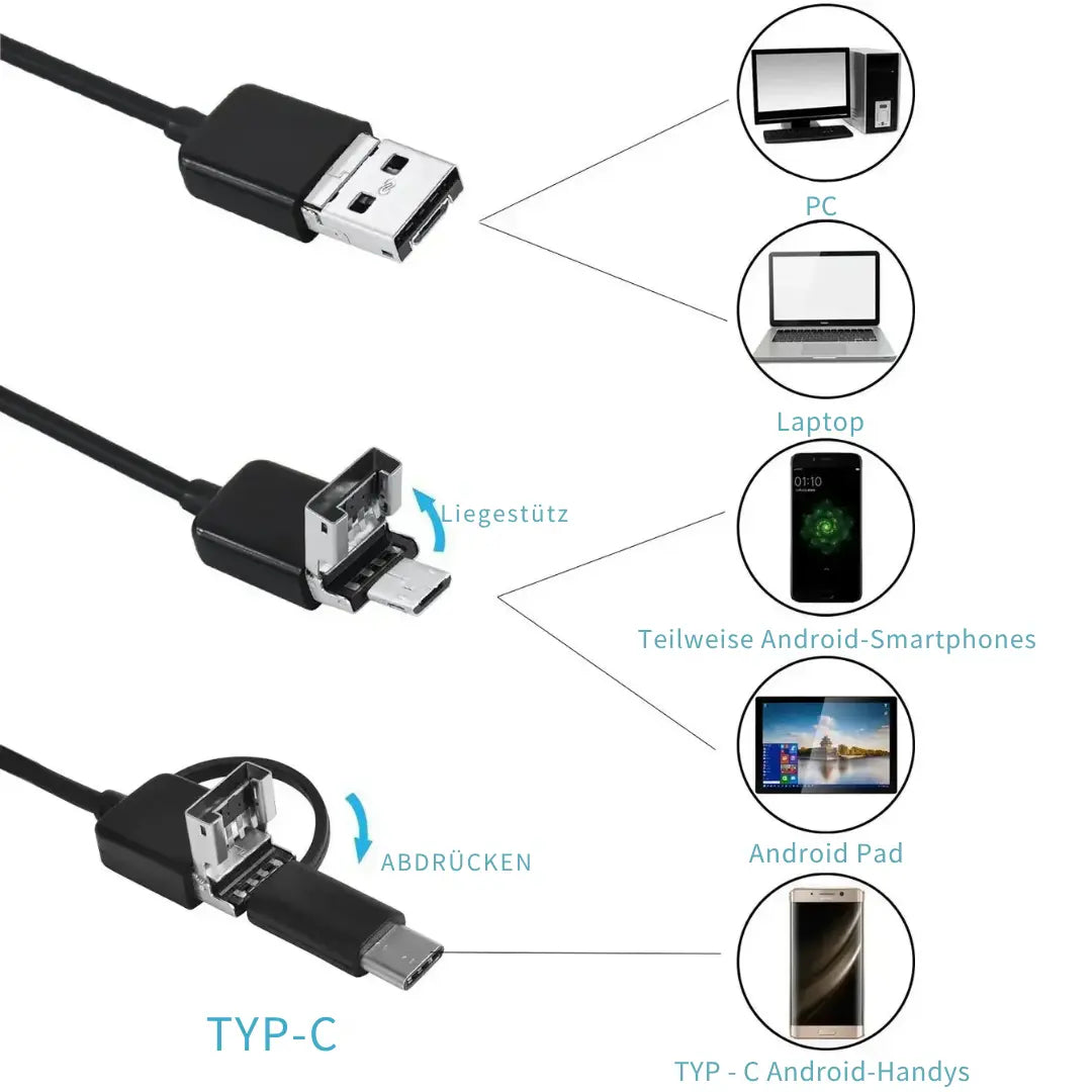 Wasserdichte Endoskopkamera mit LED und flexiblem Kabel Mivoza Deutschland