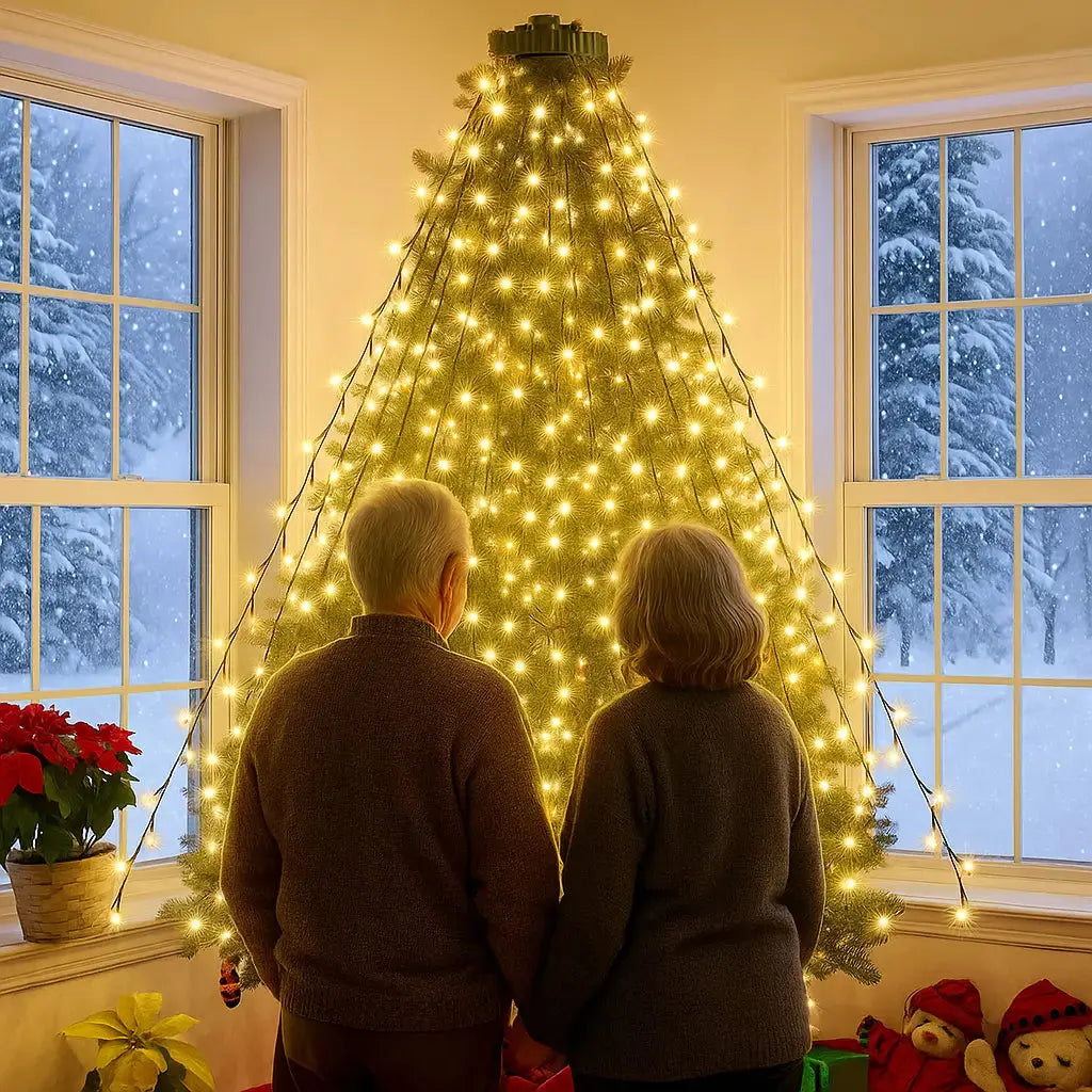 Wasserdichte LED-Wasserfalllichter mit Ring — Blitzschnelle Weihnachtsbaum-Deko Mivoza Deutschland